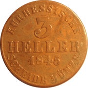 3 Heller - William II and Frederick William, Germany, 1843-1846 reverse image