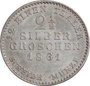 2½ Silbergroschen - Frederick William I, Germany, 1852-1865 reverse image
