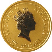 100 Dollars - Elizabeth II 3rd Portrait - Australian Nugget - Gold Bullion Coin obverse image