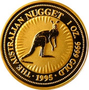 100 Dollars - Elizabeth II 3rd Portrait - Australian Nugget - Gold Bullion Coin, Australia, 1994-1995 reverse image