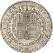 1 Thaler - Frederick William I, Germany, 1851-1855 reverse image