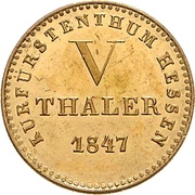 5 Thalers - William II and Frederick William, Germany, 1847 reverse image