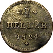 1 Heller - Louis I, Germany, 1821-1824 reverse image