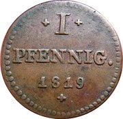 1 Pfennig - Louis I, Germany, 1811-1819 reverse image