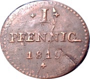 1 Pfennig - Louis I, Germany, 1819 reverse image