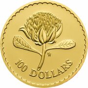 100 Dollars - Elizabeth II 3rd Portrait - Waratah Flower - Gold Bullion Coin, Australia, 1995 reverse image