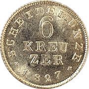 6 Kreuzers - Louis I, Germany, 1821-1833 reverse image
