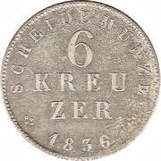 6 Kreuzers - Louis II, Germany, 1833-1837 reverse image