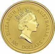 100 Dollars - Elizabeth II 3rd Portrait - Australian Nugget - Gold Bullion Coin obverse image