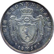 1 Kronenthaler - Louis II, Germany, 1833-1837 reverse image