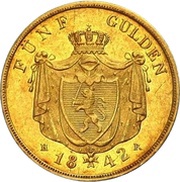 5 Gulden - Louis II, Germany, 1835-1842 reverse image
