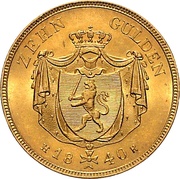 10 Gulden - Louis II, Germany, 1840-1842 reverse image