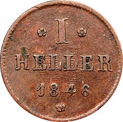 1 Heller - Louis II, Germany, 1837-1847 reverse image