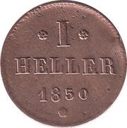 1 Heller - Louis III, Germany, 1848-1855 reverse image