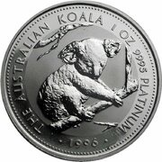 100 Dollars - Elizabeth II 3rd Portrait - Koala - Platinum reverse image