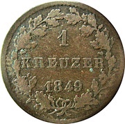 1 Kreuzer - Louis III, Germany, 1848-1856 reverse image