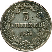 3 Kreuzers - Louis II, Germany, 1838-1842 reverse image