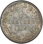 3 Kreuzers - Louis III, Germany, 1848-1856 reverse image