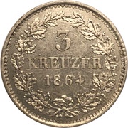 3 Kreuzers - Louis III, Germany, 1864-1867 reverse image