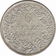 6 Kreuzers - Louis II, Germany, 1843-1847 reverse image