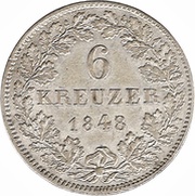 6 Kreuzers - Louis III, Germany, 1848-1856 reverse image