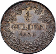 ½ Gulden - Louis II, Germany, 1838-1846 reverse image