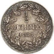 ½ Gulden - Louis III, Germany, 1855 reverse image