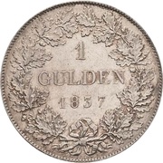 1 Gulden - Louis II, Germany, 1837 reverse image