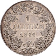1 Gulden - Louis II, Germany, 1839-1847 reverse image