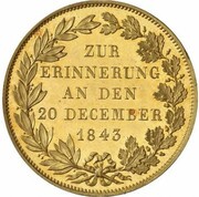 1 Gulden - Louis II Royal Visit Gold Pattern, Germany, 1843 reverse image