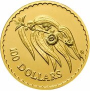 100 Dollars - Elizabeth II 3rd Portrait - Tasmanian Blue Gum - Gold Bullion Coin, Australia, 1996 reverse image