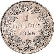 1 Gulden - Louis III, Germany, 1848-1856 reverse image