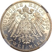 2 Marks - Ernest Louis, Germany, 1895-1900 reverse image