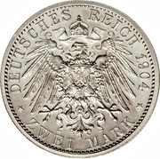 2 Marks - Ernest Louis Philip the Magnanimous, Germany, 1904 reverse image
