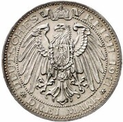 3 Mark - Ernest Louis Jubilee - Pattern, Germany, 1917 reverse image