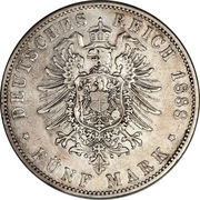 5 Mark - Louis IV, Germany, 1888 reverse image