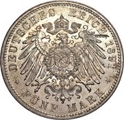 5 Mark - Louis IV, Germany, 1891 reverse image