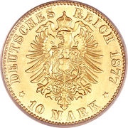 10 Mark - Louis III, Germany, 1875-1877 reverse image