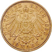 10 Mark - Louis IV, Germany, 1890 reverse image