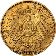 10 Mark - Ernest Louis, Germany, 1893 reverse image