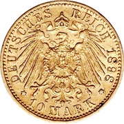 10 Mark - Ernest Louis, Germany, 1896-1898 reverse image