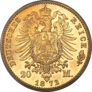 20 Mark - Louis III, Germany, 1872-1873 reverse image