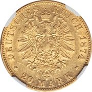 20 Mark - Louis III, Germany, 1874 reverse image