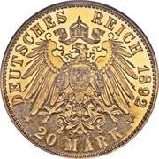 20 Mark - Louis IV, Germany, 1892 reverse image