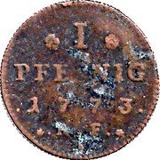 1 Pfennig - Louis IX, Germany, 1773 reverse image