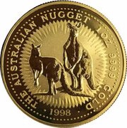 100 Dollars - Elizabeth II 3rd Portrait - Australian Nugget - Gold Bullion Coin, Australia, 1997-1998 reverse image