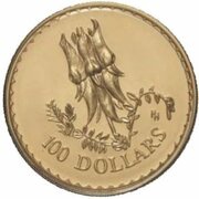 100 Dollars - Elizabeth II 4th Portrait - Desert Pea - Gold Bullion Coin, Australia, 1998 reverse image