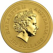100 Dollars - Elizabeth II 4th Portrait - Year of the Tiger - Gold Bullion Coin obverse image