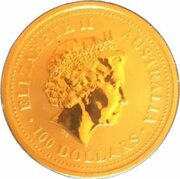 100 Dollars - Elizabeth II 4th Portrait - Australian Nugget - Gold Bullion Coin obverse image