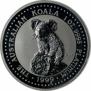 100 Dollars - Elizabeth II 4th Portrait - Koala - Platinum reverse image